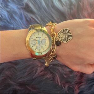 Fossil Gold Women's Watch and Disney bracelet